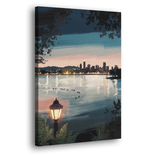 Oakland Lake Merritt Reflection - Canvas Wall Art - Side