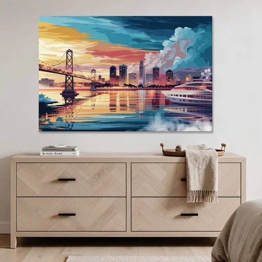 Oakland Waterfront Charm - Canvas Wall Art - Coffee Table - 60x40