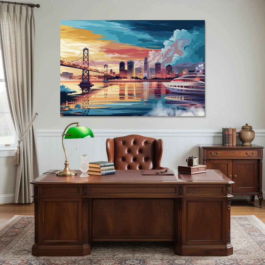 Oakland Waterfront Charm - Canvas Wall Art - Office - 60x40