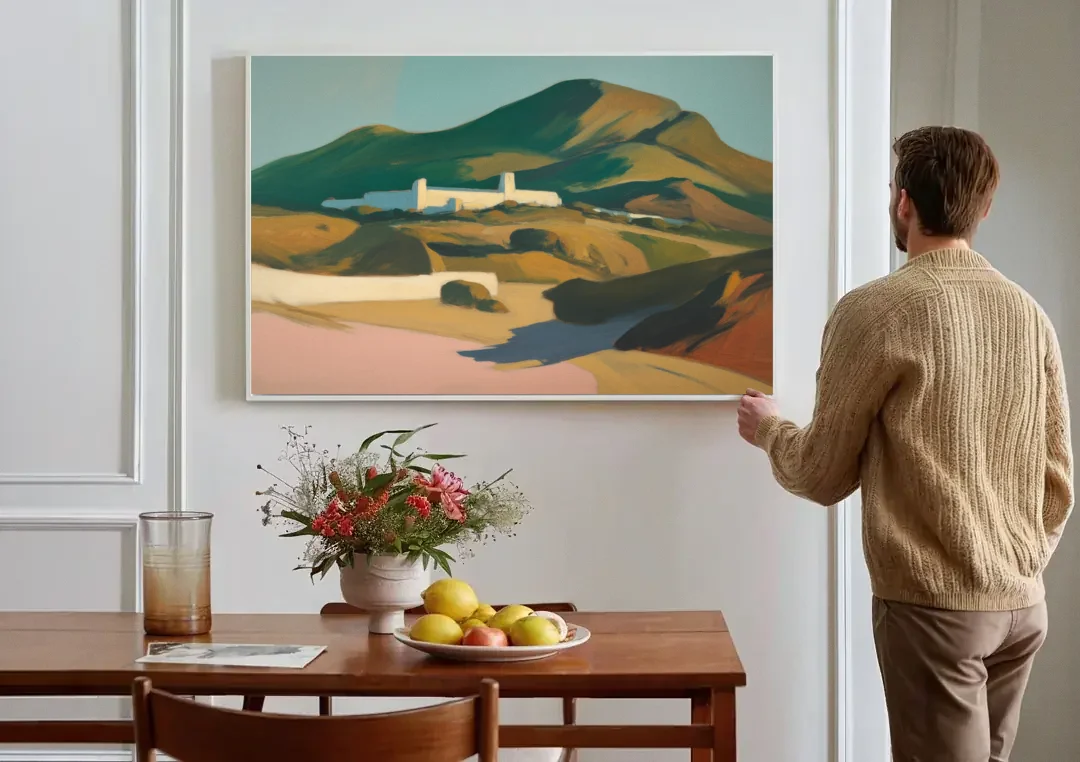 Obispado Hill Vista canvas wall art above a dining table