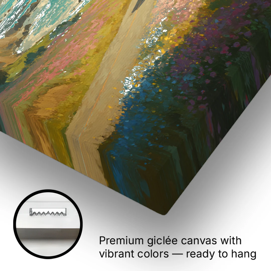 Ocean Painting of a Sardinian Coast Road - Canvas Wall Art - Gallery Wrap Corner