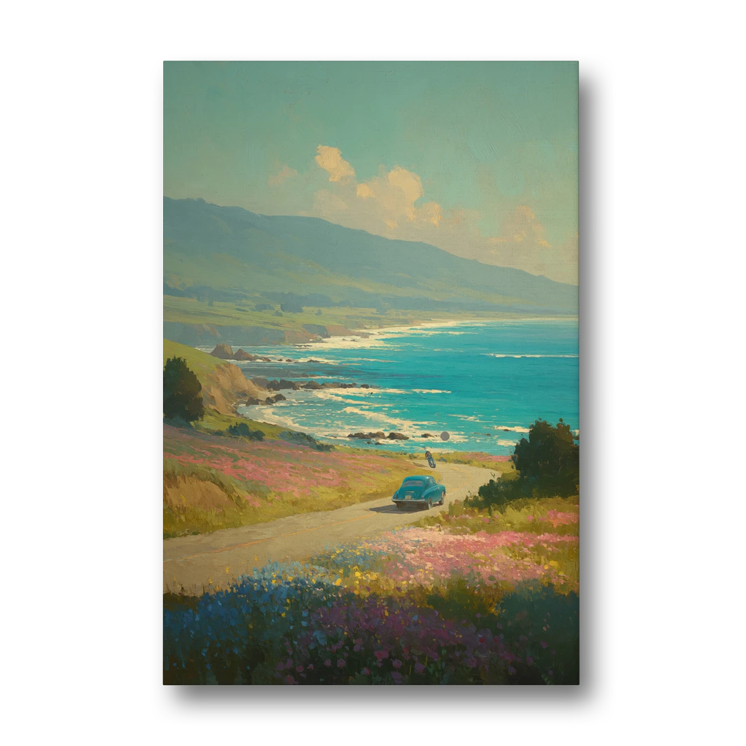 Ocean Painting of a Sardinian Coast Road - Canvas Wall Art - Front