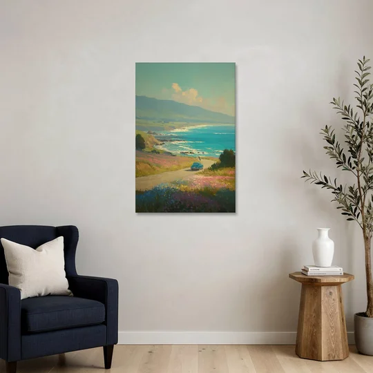 Ocean Painting of a Sardinian Coast Road - Canvas Wall Art - Sofa - 24x36
