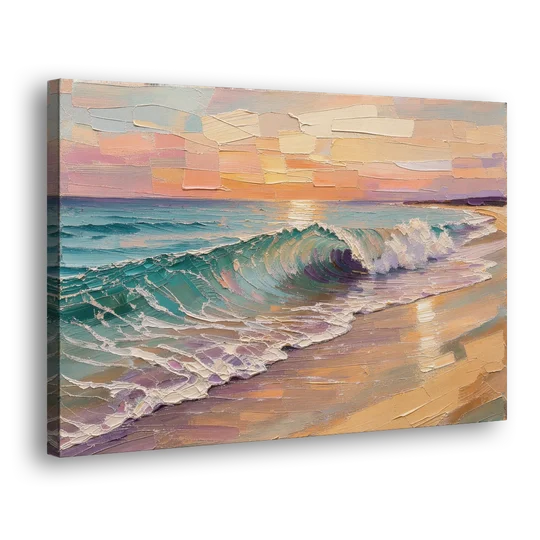 Ocean Wave Painting of a Sunset Curl - Canvas Wall Art - Side