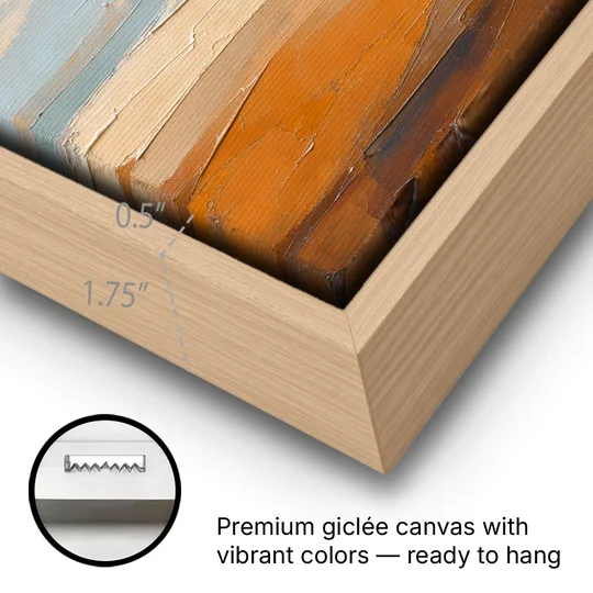 Ochre Desert Horizon at First Light - Oak Framed Canvas Wall Art - Gallery Wrap Corner