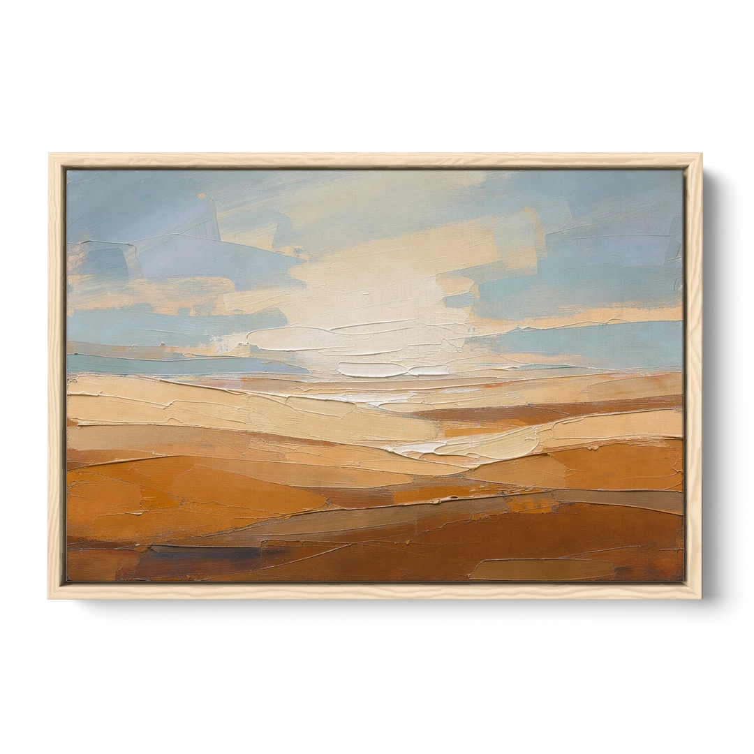 Ochre Desert Horizon at First Light - Oak Framed Canvas Wall Art - Front