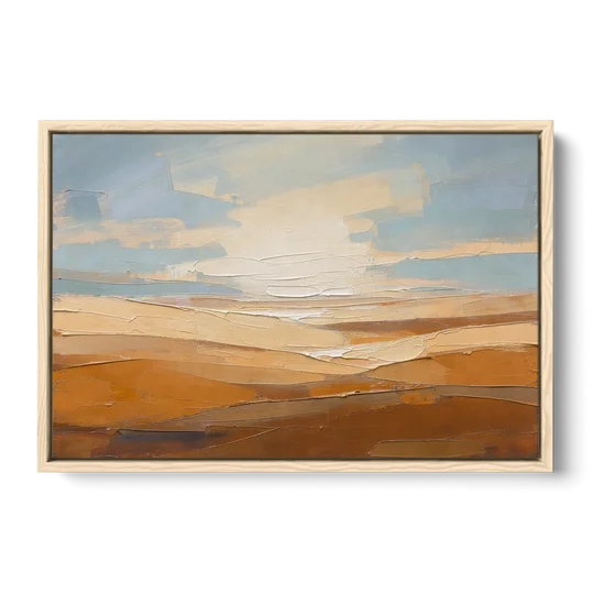 Ochre Desert Horizon at First Light - Oak Framed Canvas Wall Art - Front