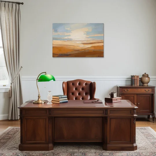 Ochre Desert Horizon at First Light - Canvas Wall Art - Office - 36x24