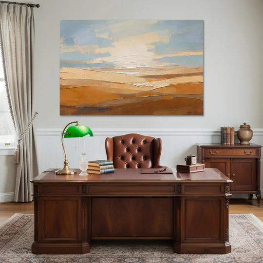 Ochre Desert Horizon at First Light - Canvas Wall Art - Office - 60x40