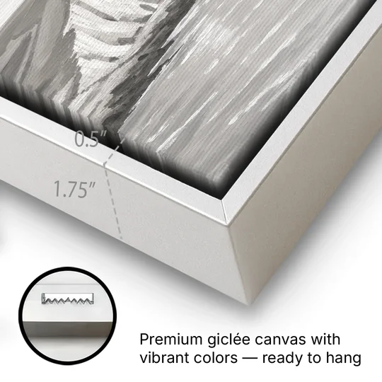 Office Art Prints Chalk Cliffs Above a Calm Sea - White Framed Canvas Wall Art - Gallery Wrap Corner