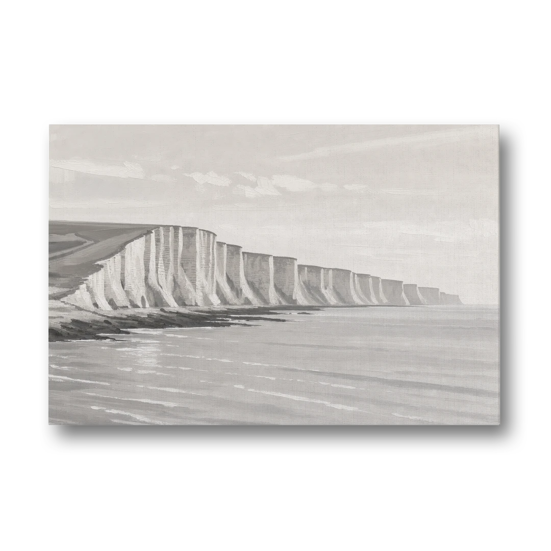 Office Art Prints Chalk Cliffs Above a Calm Sea - Canvas Wall Art - Front