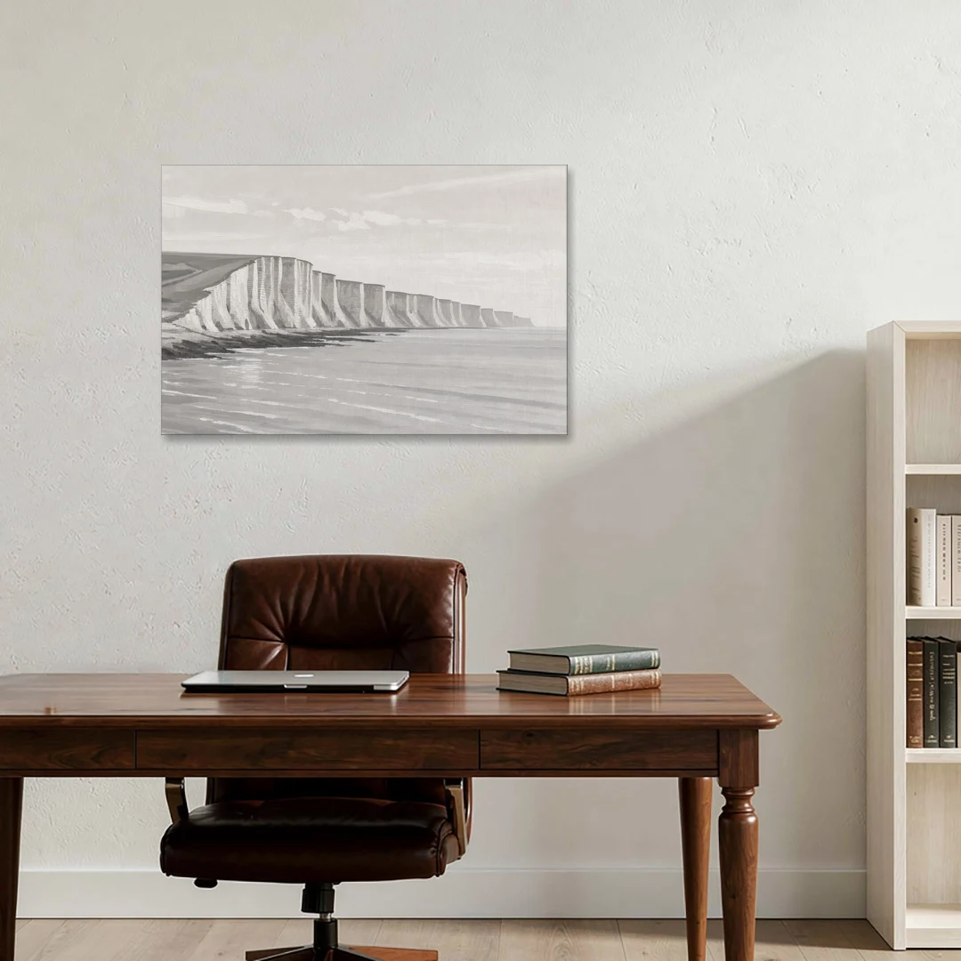 Office Art Prints Chalk Cliffs Above a Calm Sea - Canvas Wall Art - Office - 36x24