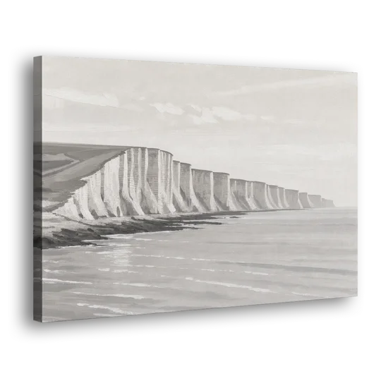 Office Art Prints Chalk Cliffs Above a Calm Sea - Canvas Wall Art - Side