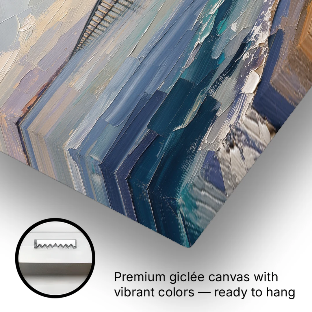 Office Canvas Wall Art of a Long Bay Bridge - Canvas Wall Art - Gallery Wrap Corner