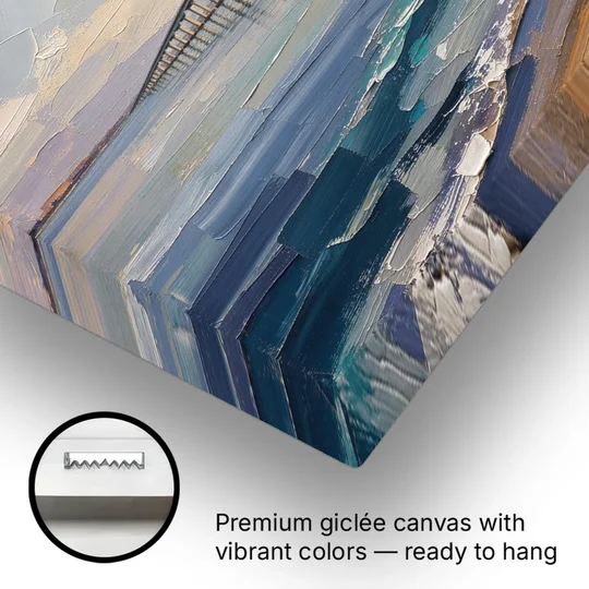 Office Canvas Wall Art of a Long Bay Bridge - Canvas Wall Art - Gallery Wrap Corner