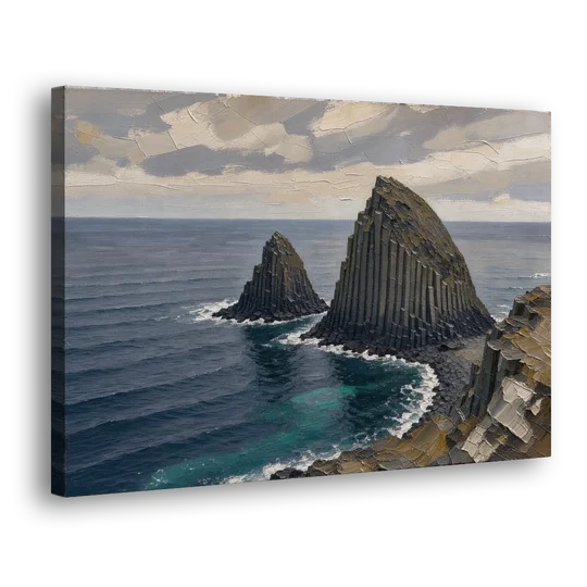 Office Paintings Basalt Sea Stacks Off the Cliff - Canvas Wall Art - Side