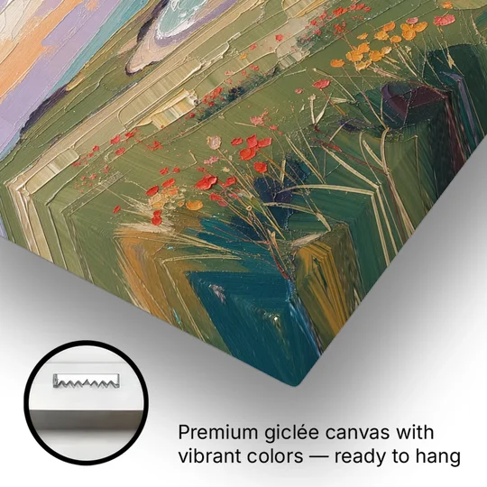 Oil Painting Landscape Canvas of a Sage Headland - Canvas Wall Art - Gallery Wrap Corner