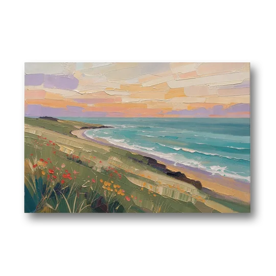 Oil Painting Landscape Canvas of a Sage Headland - Canvas Wall Art - Front