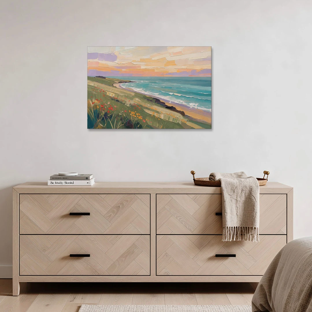 Oil Painting Landscape Canvas of a Sage Headland - Canvas Wall Art - Coffee Table - 36x24