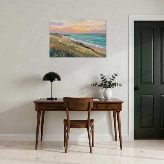 Oil Painting Landscape Canvas of a Sage Headland - Canvas Wall Art - Office - 36x24