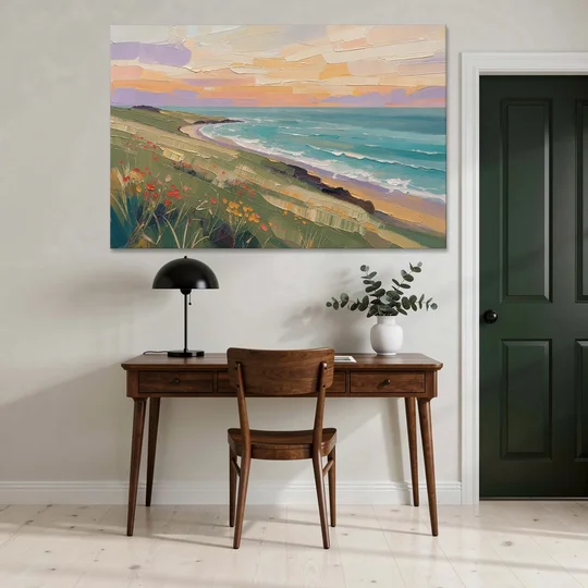 Oil Painting Landscape Canvas of a Sage Headland - Canvas Wall Art - Office - 60x40