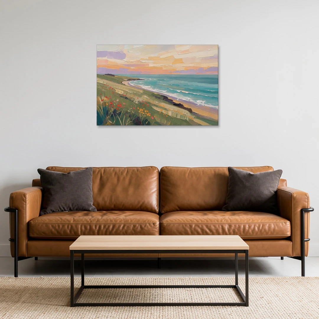 Oil Painting Landscape Canvas of a Sage Headland - Canvas Wall Art - Sofa - 36x24