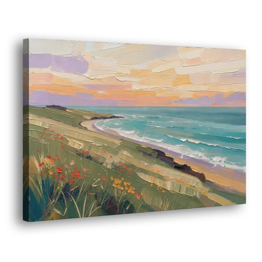Oil Painting Landscape Canvas of a Sage Headland - Canvas Wall Art - Side
