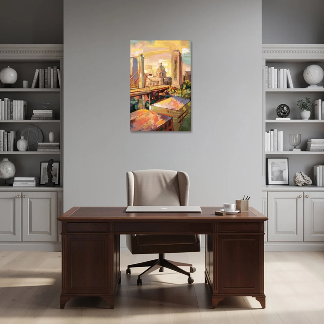 Oklahoma City Historic Landmarks - Canvas Wall Art - Office - 24x36
