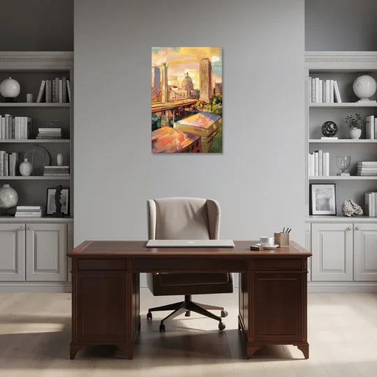 Oklahoma City Historic Landmarks - Canvas Wall Art - Office - 24x36