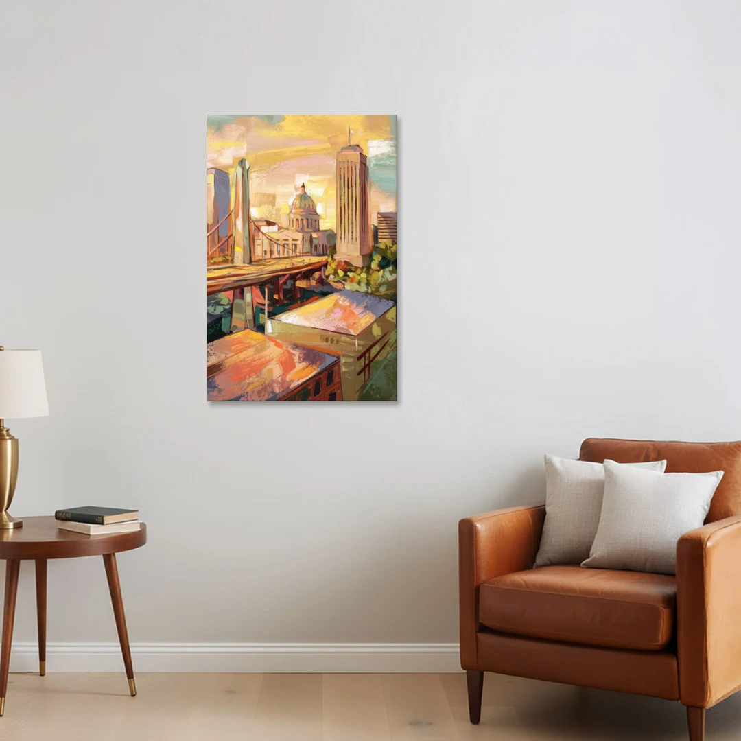 Oklahoma City Historic Landmarks - Canvas Wall Art - Sofa - 24x36