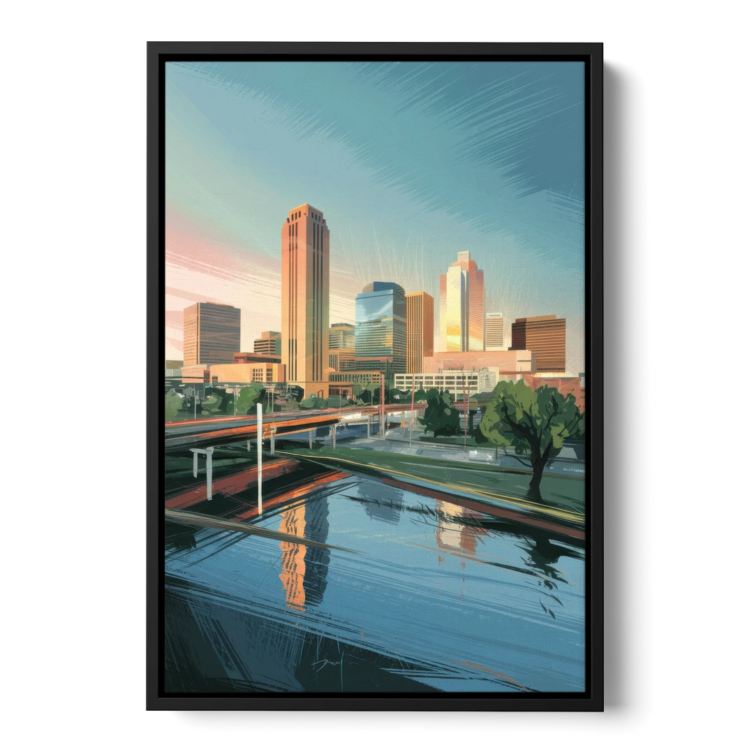 Oklahoma City Modern Architecture - Black Framed Canvas Wall Art - Front