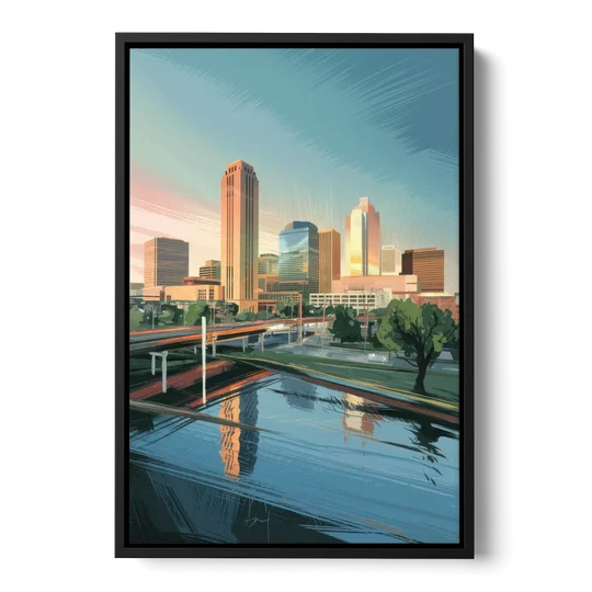 Oklahoma City Modern Architecture - Black Framed Canvas Wall Art - Front