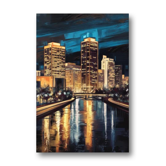 Oklahoma City Night Lights - Canvas Wall Art - Front