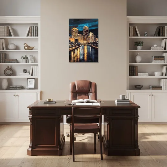 Oklahoma City Night Lights - Canvas Wall Art - Office - 24x36