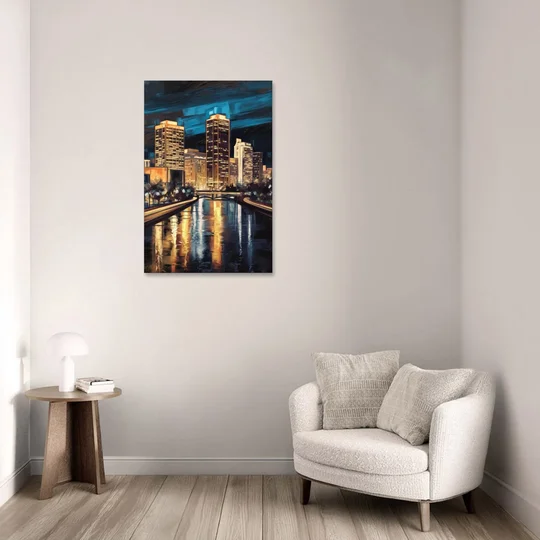 Oklahoma City Night Lights - Canvas Wall Art - Sofa - 24x36