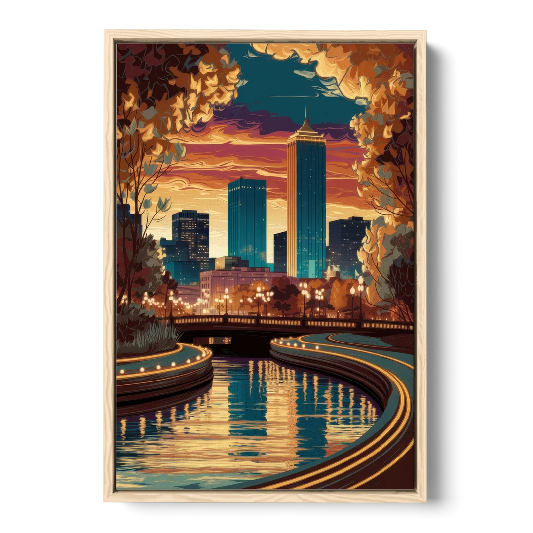 Oklahoma City Scenic Views - Oak Framed Canvas Wall Art - Front