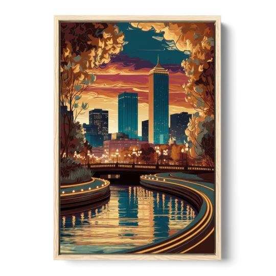 Oklahoma City Scenic Views - Oak Framed Canvas Wall Art - Front