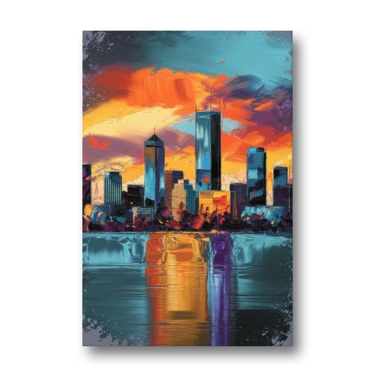 Oklahoma City Skyline Reflection - Canvas Wall Art - Front