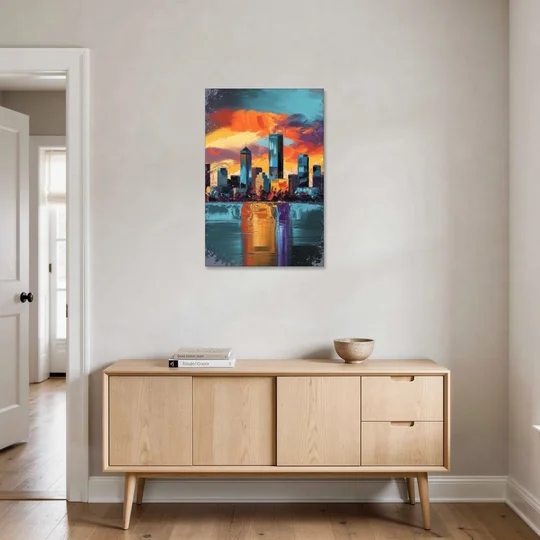 Oklahoma City Skyline Reflection - Canvas Wall Art - Coffee Table - 24x36