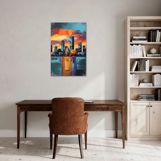 Oklahoma City Skyline Reflection - Canvas Wall Art - Office - 24x36