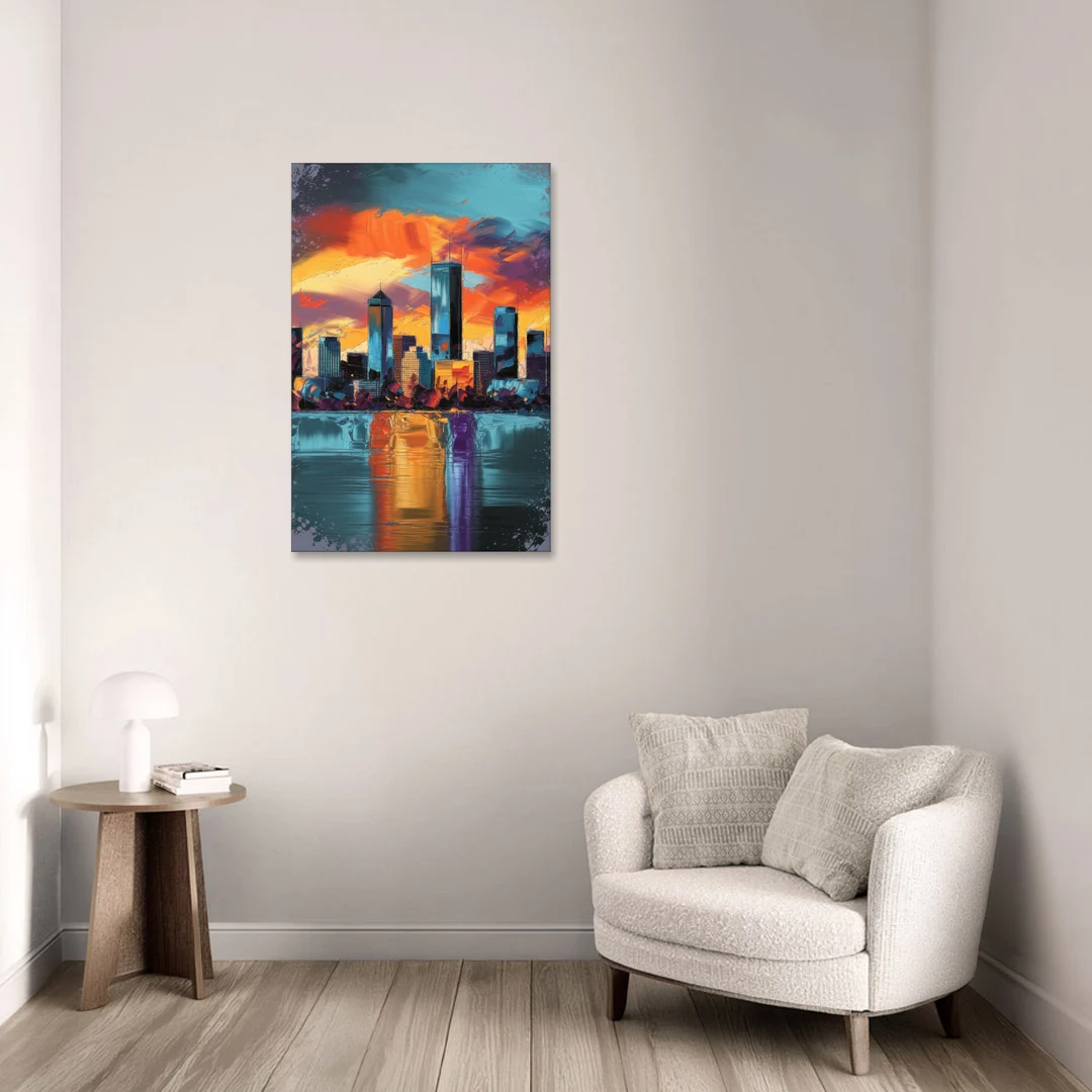 Oklahoma City Skyline Reflection - Canvas Wall Art - Sofa - 24x36