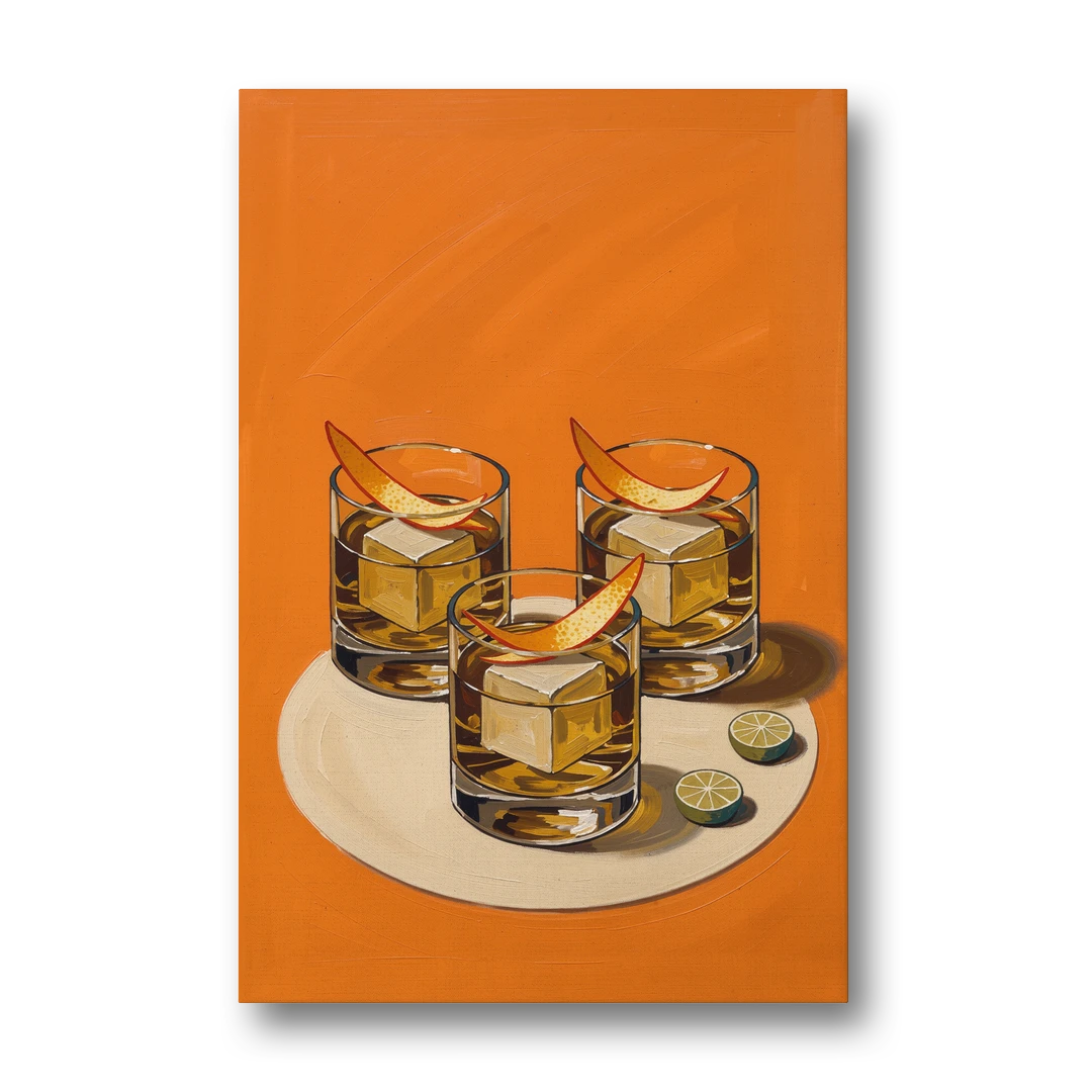 Old Fashioned Wall Art with Orange Peel Twists - Canvas Wall Art - Front