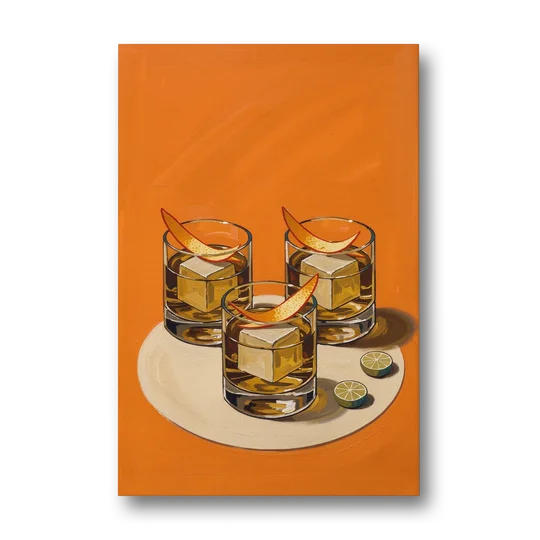 Old Fashioned Wall Art with Orange Peel Twists - Canvas Wall Art - Front