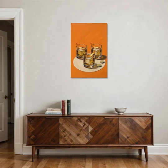 Old Fashioned Wall Art with Orange Peel Twists - Canvas Wall Art - Coffee Table - 24x36