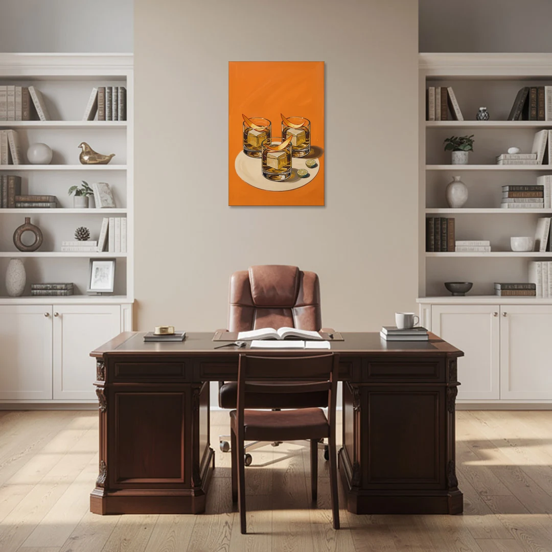 Old Fashioned Wall Art with Orange Peel Twists - Canvas Wall Art - Office - 24x36