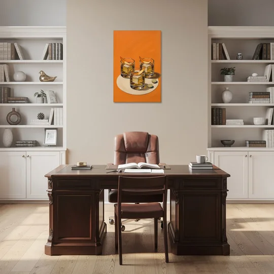 Old Fashioned Wall Art with Orange Peel Twists - Canvas Wall Art - Office - 24x36
