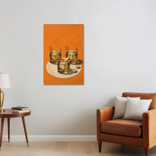 Old Fashioned Wall Art with Orange Peel Twists - Canvas Wall Art - Sofa - 24x36