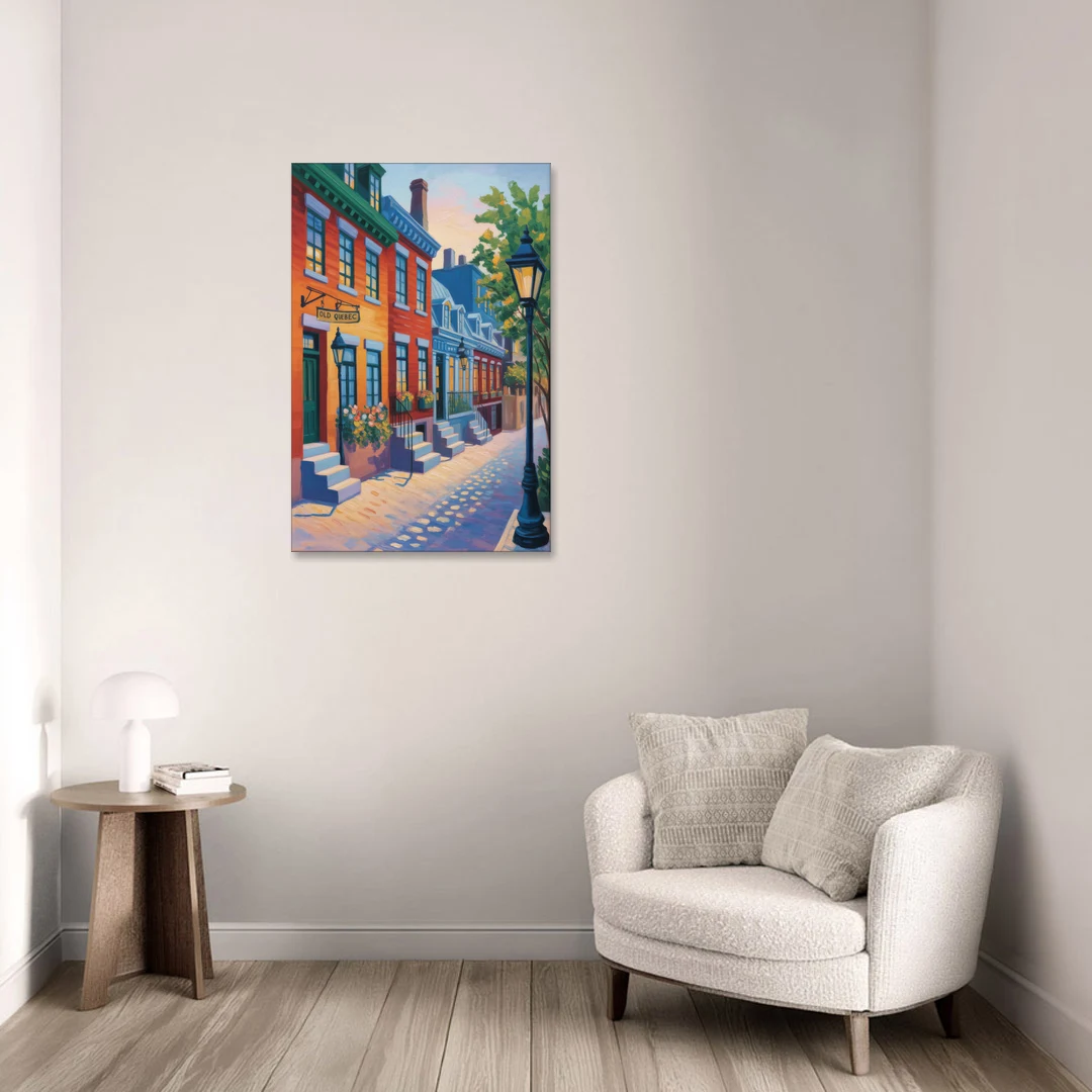 Old Quebec Streets - Canvas Wall Art - Sofa - 24x36