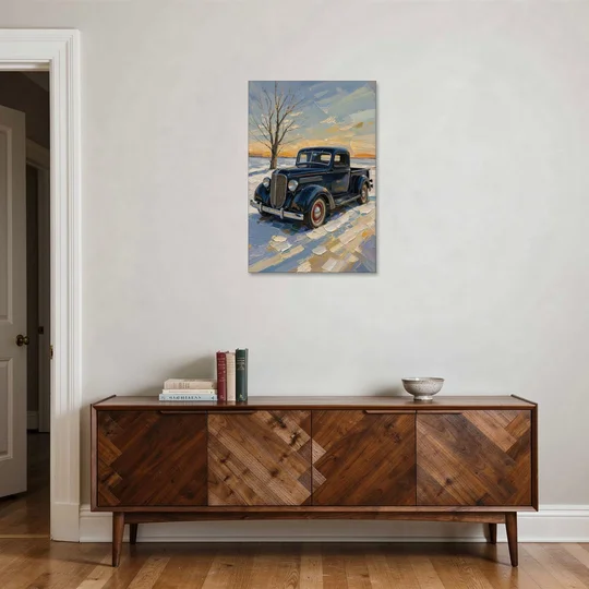 Old Truck Wall Art by the Bare Winter Tree - Canvas Wall Art - Coffee Table - 24x36