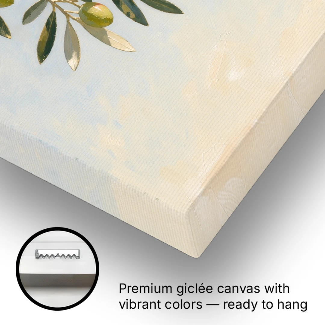 Olive Branch Under Sunny Sky for the Kitchen - Canvas Wall Art - Gallery Wrap Corner
